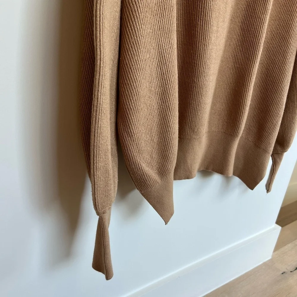 Brown/ Tan Crewneck Batwing Oversized Ribbed Pullover Sweater